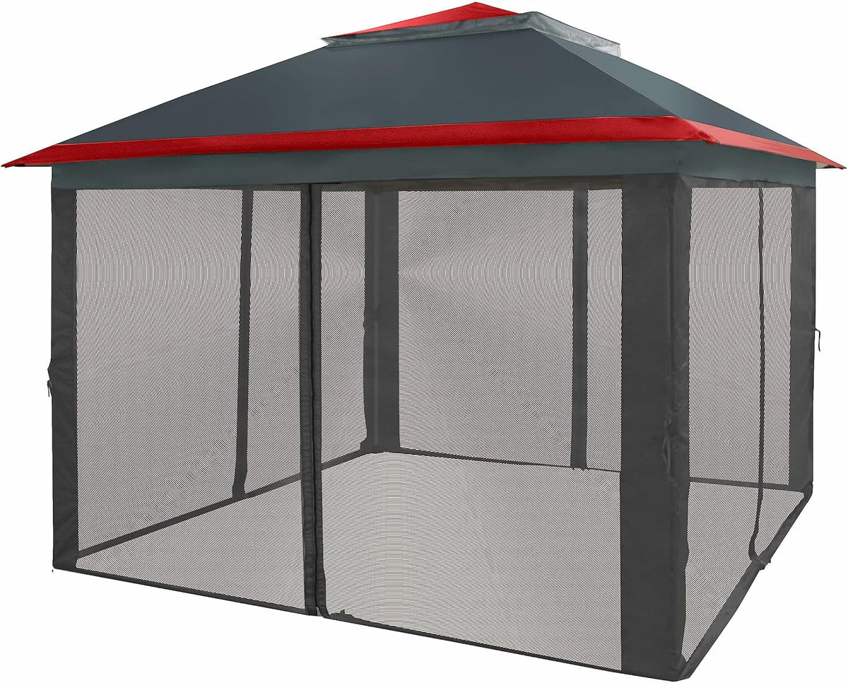 CROWN SHADES 13x13 Pop Up Gazebo, Canopy Tent, Gazebos on Clearance - Outdoor Gazebo for Backyard & Patio Furniture - Carpa Pop Up Tent with Wheeled STO-N-Go Cover Bag (White)