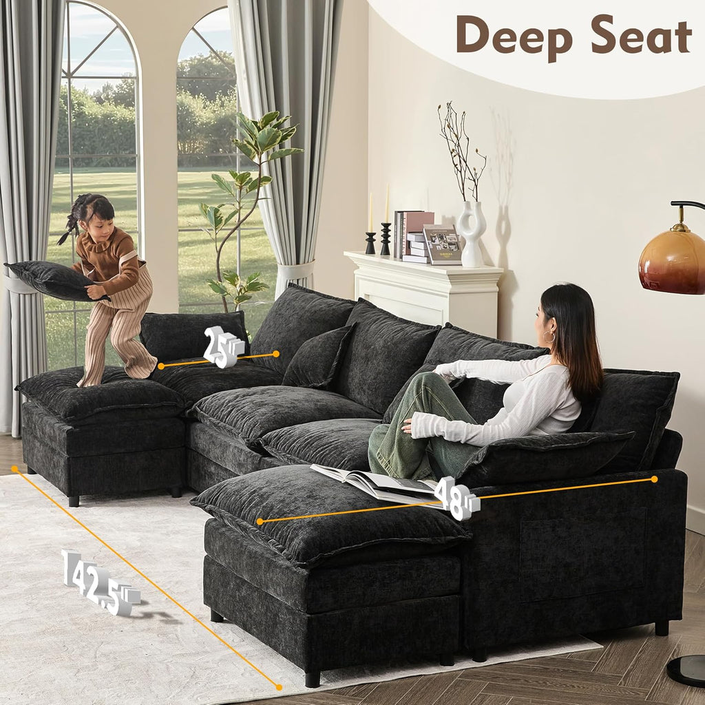 108" U-shaped sofa modular sofa three-seater comfortable cloud sofa